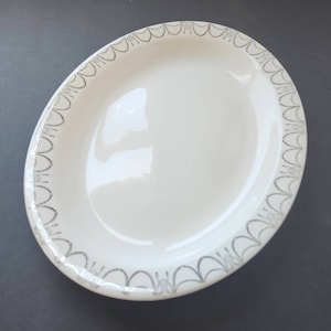 1940's Deco Oval Serving Platter Elegant Shiny Silver Swag Pattern