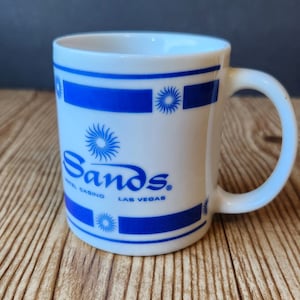 Pamiątkowy kubek do kawy Sands Hotel and Casino Las Vegas, stara pamiątka z Las Vegas