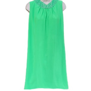 Vintage 1960s Mod Neon Green A-Line Babydoll Tent Dress