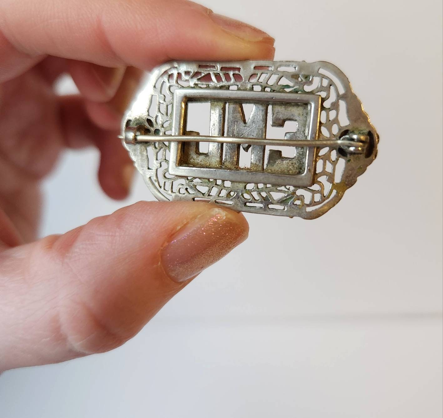 Antique Art Deco Marcasite Filigree Pin Initials EML Monogram Brooch - Etsy