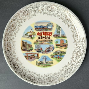 Old Las Vegas Casinos Mid-Century Vintage Souvenir Plate Vegas Airbnb Decor