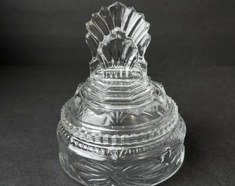 L. E. Smith Art Deco Antique Glass Dresser Box Powder Jar