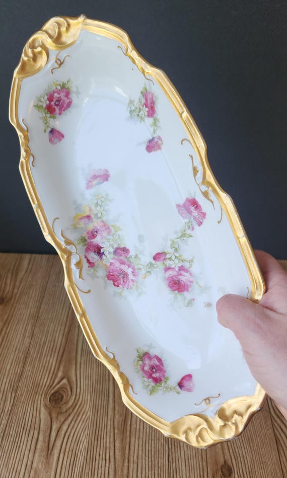 Coronet Limoges France Fine Porcelain Gilded Transferware Celery
