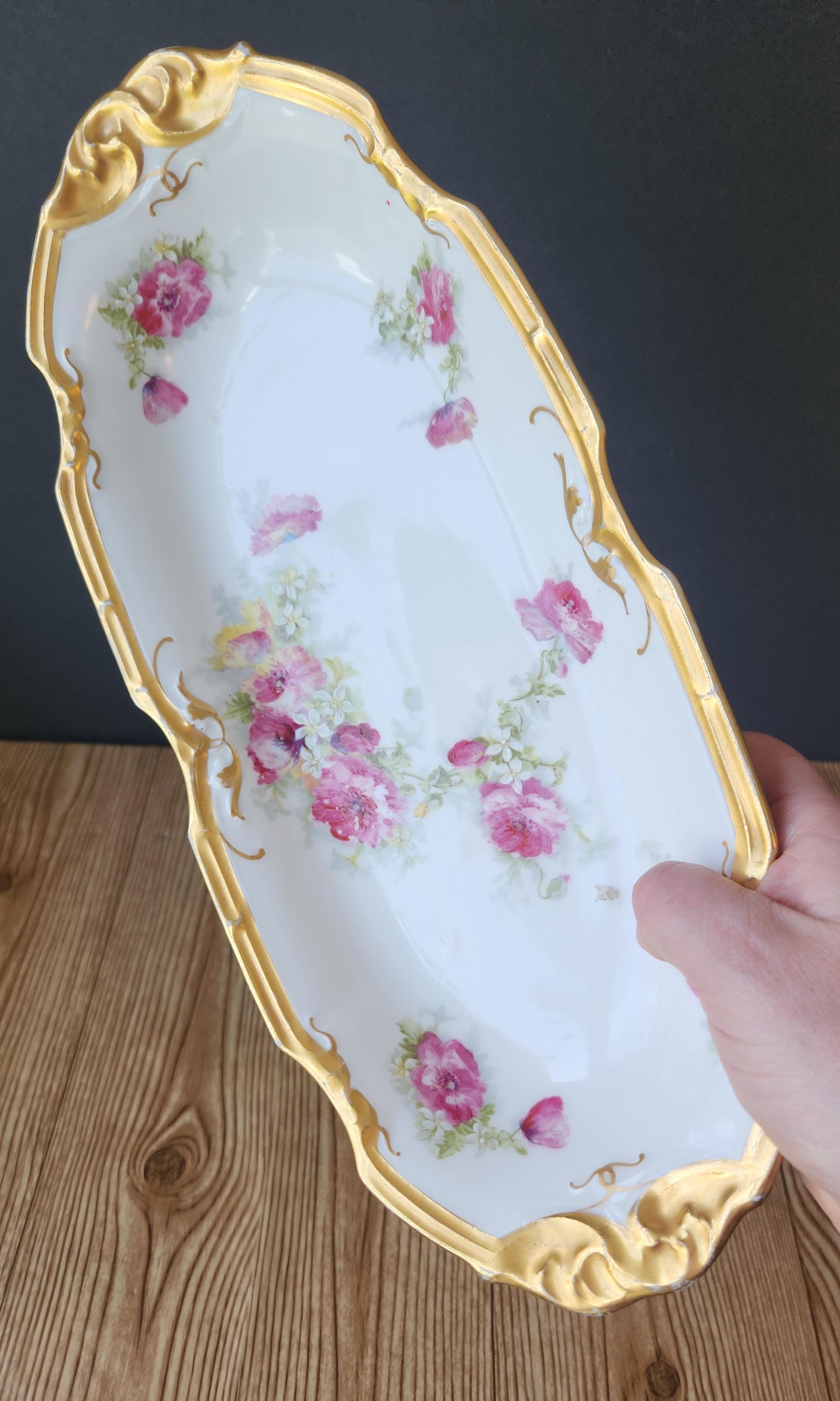 Coronet Limoges France Fine Porcelain Gilded Transferware Celery