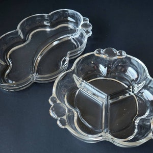 1939-55 Duncan Miller Canterbury Teardrop Glass Divided Serving Dishes