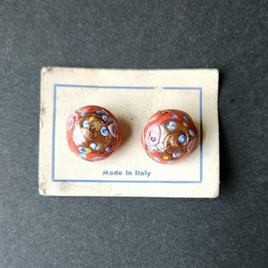 Vintage Murano Art Glass Button Earrings Made in Italy