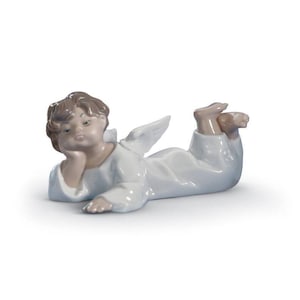 Lladro Fine Porcelain Relaxed/Bored Angel Figurine