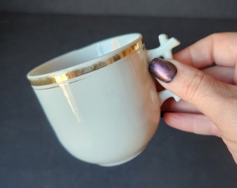 Tazza da caffè antica in pietra di ferro dorata, stile rustico, stile shabby chic