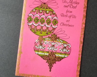 Adorable 1960s Vintage Christmas Greeting Cards For Mother & Dad - Unused!