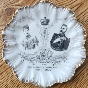 1901 Antique Duke Dutchess Cornwall Royal Visit to Canada Commemorative 9&quot; Plate