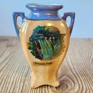 Art Deco Japan Lustreware Small Vase Handpainted Niagara Falls Souvenir