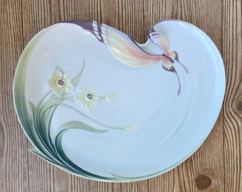 Franz Fine Ceramic Papillon Butterfly Daffodils Large Platter