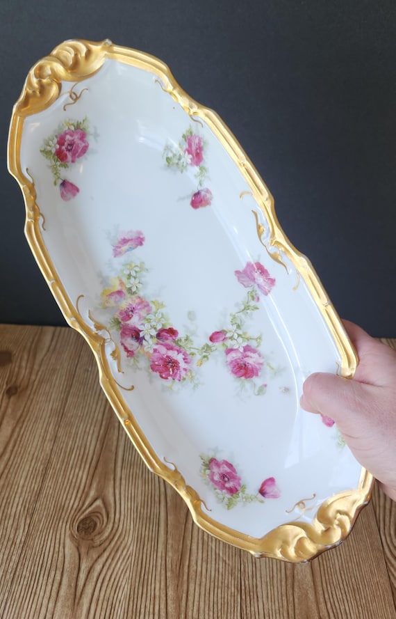 Coronet Limoges France Fine Porcelain Gilded Transferware Celery
