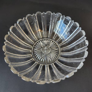 Antique EAPG Panelled Star Pattern Glass Bowl