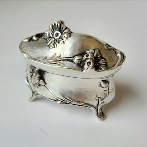 Art Nouveau Silver Plated Cast Metal Jewelry Casket