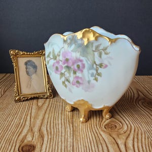 Jarrón de porcelana de Limoges, Francia, pintado a mano, Delinieres & Co., c. 1900