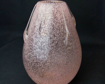 Hand-Blown Baby Pink Bubble Glass Vase With Drips