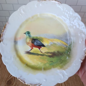 Handpainted Pheasant Fine Limoges France China Antique Decorative 8.75&quot; Plate