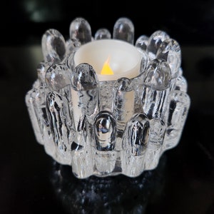 Kosta Boda crystal pillar votive candle holders Polar Igloo Polar Ice Goran warff 1960