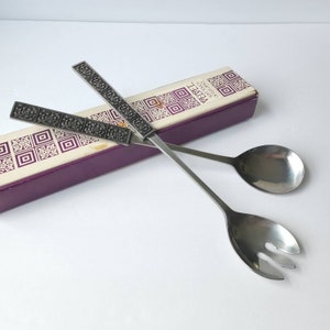 Mid-Century Vintage Burgundy Pattern Velvet Soft Touch of Elegance Serving Utensils
