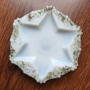 Victorian Antique Opaline Pressed Glass Star Pin Dish