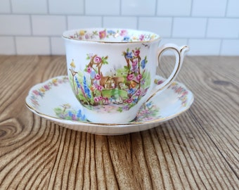 Bell Bone China ROSE COTTAGE Tekopp med fat