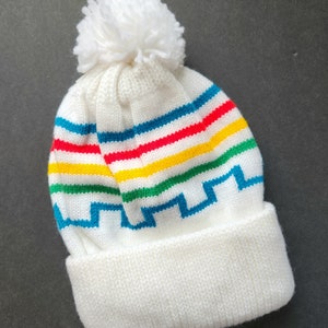 1980&#39;s Vintage NOS Kids Colorful Knit Winter Beanie Hat