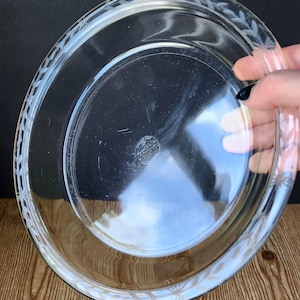 Antique Pyrex Etched Glass Pie Plate