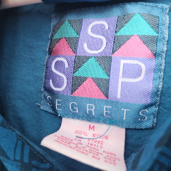 90's Vintage Segrets Teal Blue Nylon Sweat Suit /… - image 3