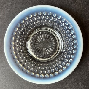 Vintage Anchor Hocking Opalescent Moonstone Glass Small 6" Bread Plate Set (4)
