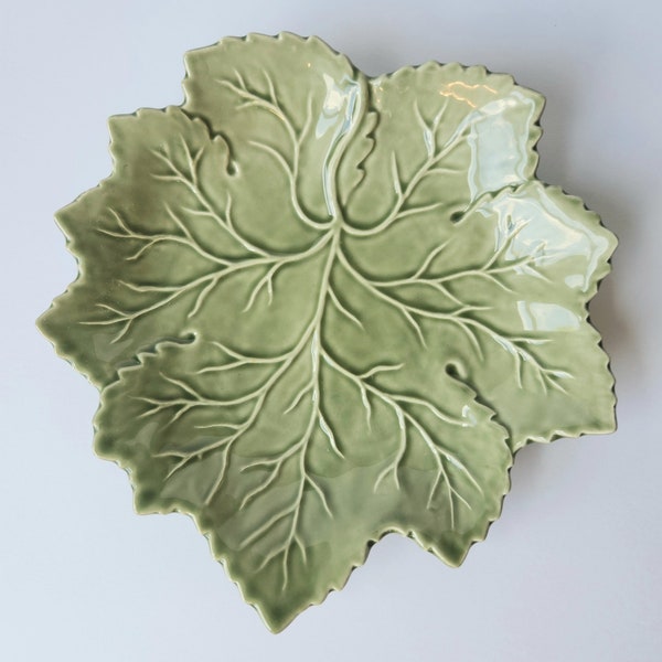 Vintage Olfaire Green Leaf Ceramic Plate