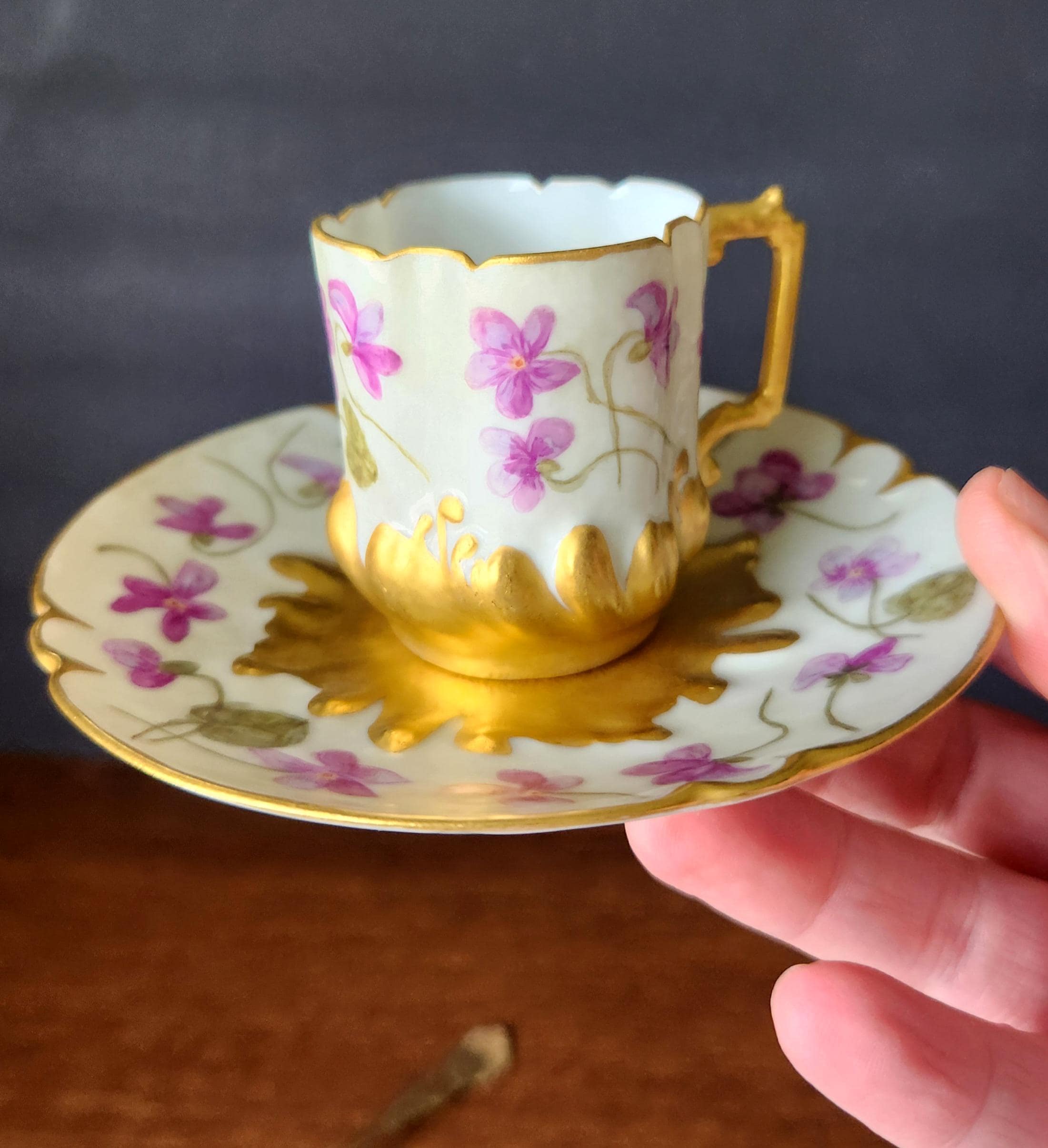 Antique cup with violets - Etsy 日本