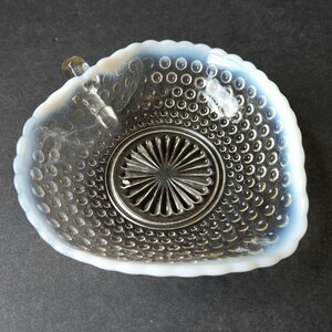 Vintage Anchor Hocking Opalescent Moonstone Glass Bon Bon Nappy Dish