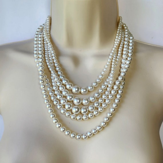 Sarah Coventry Five Strand Faux Pearl Necklace - image 3