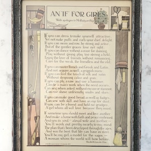 An ‘If’ for Girls Poem by Elizabeth Lincoln Otis Framed Litho Print