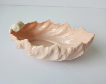 Lenox Pale Pink Porcelain Nautilus Acanthus Leaf Dish Blue Mark