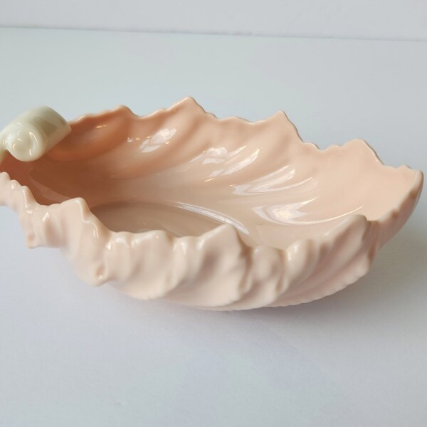 Lenox Pale Pink Porcelain Nautilus Acanthus Leaf Dish Blue Mark