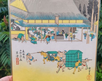 Hiroshige Japanese Woodblock Vintage Reprint The Fifty-three Stations of the Tokaido: Kusatsu
