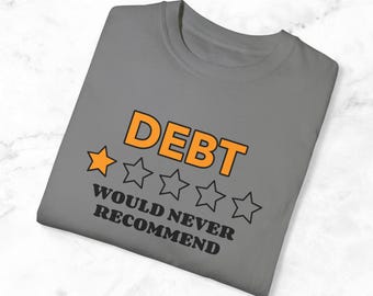 Humorvolles Grafik-T-Shirt 'Schuldenpapier-Überblick': kaufmännischer Humor-Bekleidung