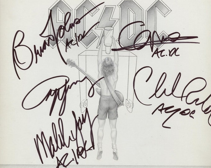 SHADOWBOX INCLUDED  AcDc Autographed Album Cover Replica, 8.75" x 8.75" Shadowbox Frame