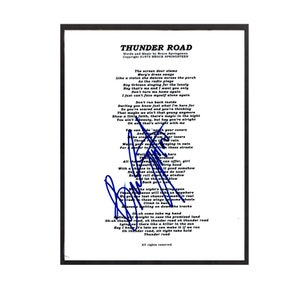 Autographed Bruce Springsteen "Thunder Road" Sheet Music Replica, 11" x 14",