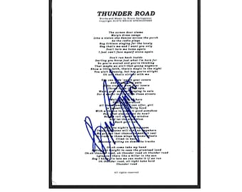 Replica di spartiti "Thunder Road" di Bruce Springsteen autografati, 11" x 14",