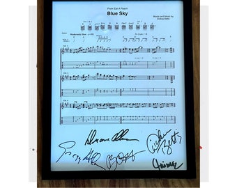 Allman Brothers "Blue Sky" Sheet Music Replica, 11" x 14" (Inches) / Frame is included / Gregg Allman / Dickey Betts