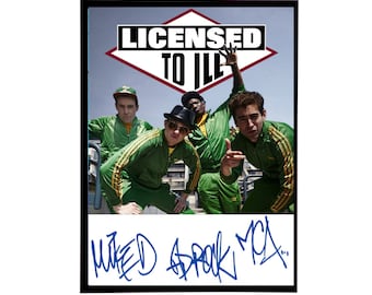 Replica del poster autografato dei Beastie Boys License to Ill 27,9 x 35,6 cm/MCA/Adrock/MikeD