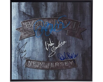 Autographed Bon Jovi New Jersey Album Cover Replica,