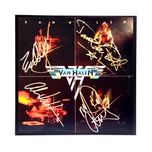 Replica della copertina dell&#39;album Van Halen autografata, Van Halen 1, Eddie Van Halen, David Lee Roth, Mancave, Regalo Man Cave, Regalo musicale