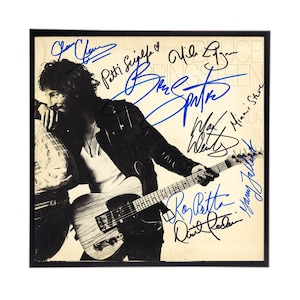 Autographed Bruce Springsteen &quot;Born to Run&quot; All Band Members Album Cover Replica, 12&quot; x 12&quot;, Springsteen, Born to Run, Springsteen Gifts