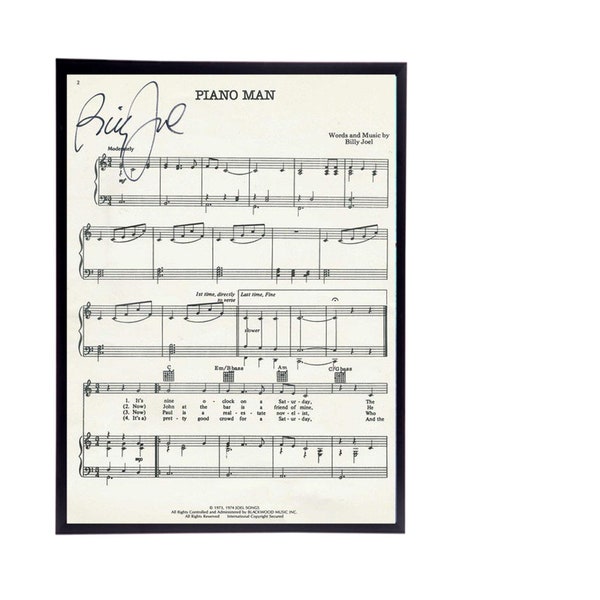 Billy Joel Piano Man Sheet Music Replica, 11" x 14" (Inches),