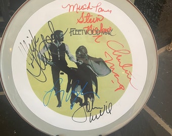 Replica della pelle di batteria da 10" autografata/firmata dei Fleetwood Mac