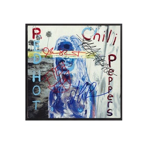 FRAME IS INCLUDED  Red Hot Chile Peppers &quot;One Way&quot; Autographed Album Cover Replica , 12&quot; x 12&quot;